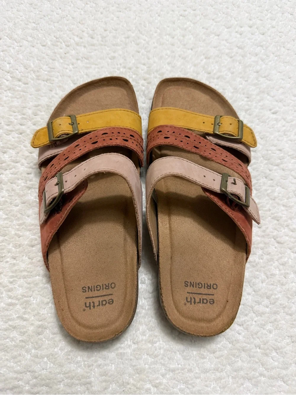 Earth Origins Orono Felix Adjustable Slide Sandals Amber Yellow Women’s Size 7